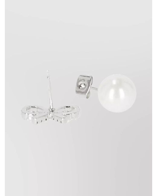 Self-Portrait White Crystal Bow Bead Earrings
