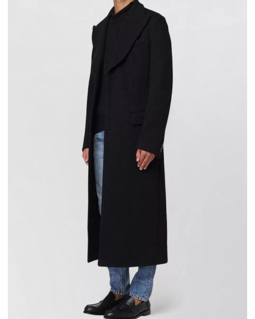 Dolce & Gabbana Black Long Double Breasted Coat Tailored Warm Fabric for men