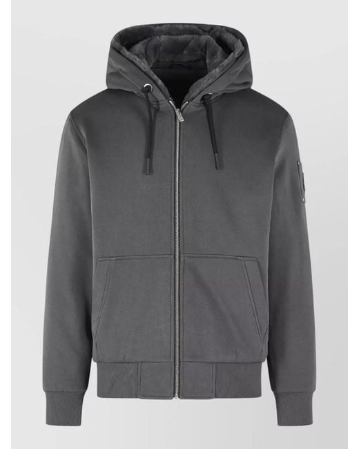 Moose Knuckles Gray Bunny Cotton Blend Hooded Sweatshirt Jacket for men