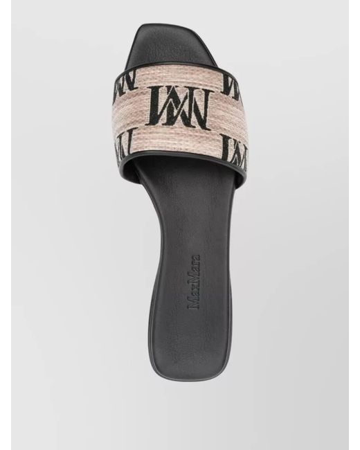 Max Mara White Logo Mules Flat Sole Open Toe Design