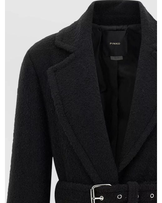 Pinko Black Cerfoglio Long Coat Belted Waist
