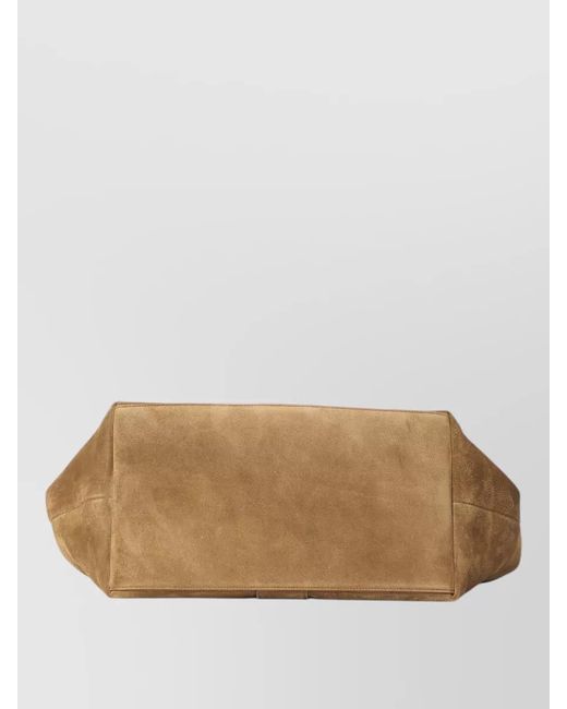 Saint Laurent Natural Small Suede Calfskin Tote Bag