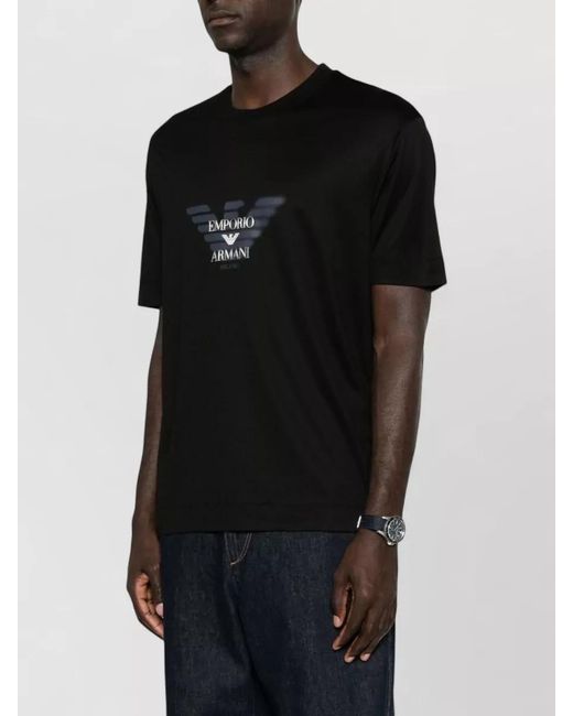 Emporio Armani Black Logo Front Crew Neck Regular T Shirt for men
