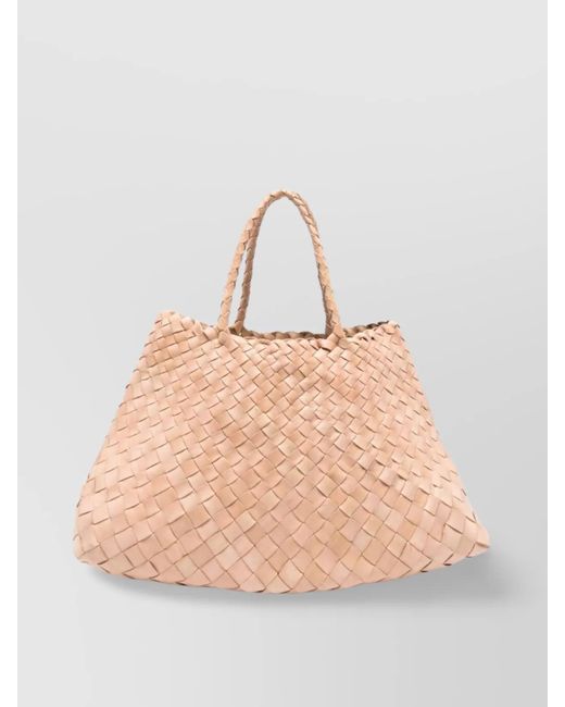Dragon Diffusion Natural Santa Croce Small Leather Tote Bag