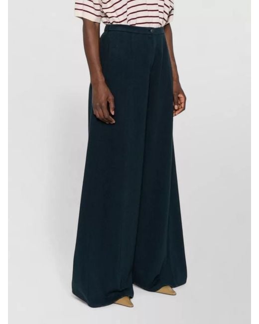 Forte_forte Blue Cotton Trousers Wide Leg Elasticated Waist