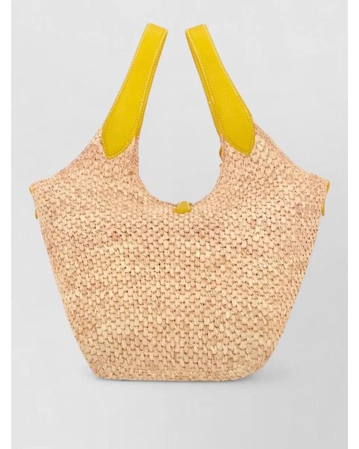Ralph Lauren Orange Medium Beach Tote Woven Texture Handles