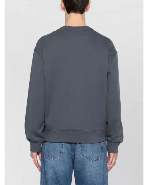 Maison Kitsuné Blue Organic Cotton Logo-Embroidered Sweatshirt for men