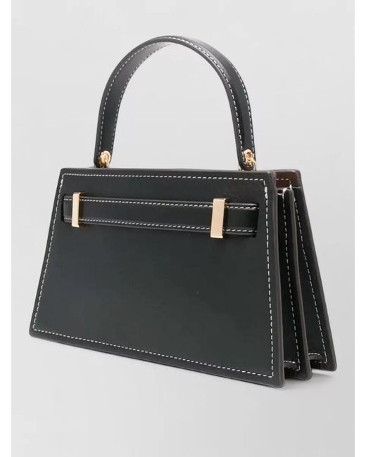 Tory Burch Black Lee Radziwill Mini Leather Top Handle Bag
