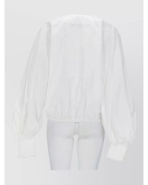 Balmain White Jacket Balloon Sleeves Button Detailing Hem