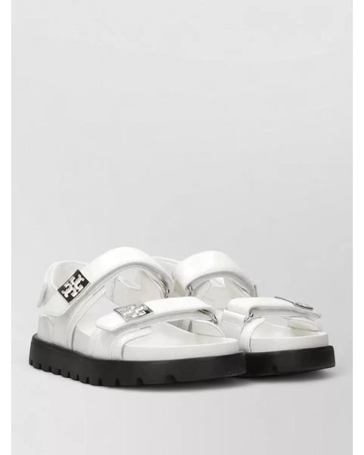 Tory Burch White Sport Sandal Calfskin Open Toe Platform