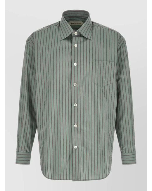 NAMACHEKO Green Colt Long Sleeve Shirt Button Collar Pocket for men