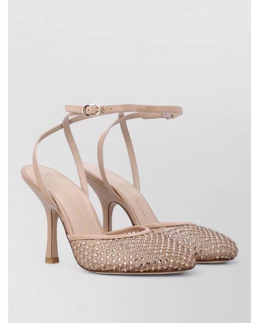Stuart Weitzman Natural Crystal Ankle Strap Sandal Pump