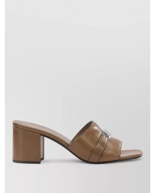 Tory Burch Brown Block Heel Mules Open Toe Buckle