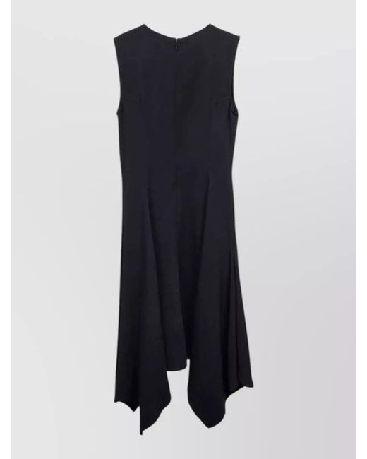 Stella McCartney Blue Midi Dress Asymmetric Hem Button Detail Sleeveless
