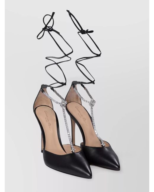 Gianvito Rossi White Pointed Toe Stiletto Heel T-Bar Strap Pumps