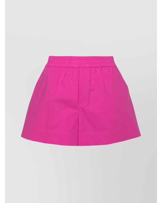 P.A.R.O.S.H. Pink Cotton Shorts With Elasticated Waistband And Dart Detailing