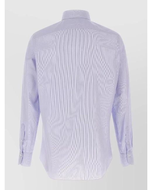 Finamore 1925 Purple Napoli Shirt Button Collar Long Sleeves for men