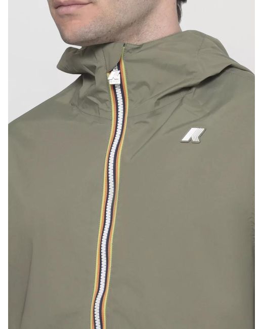 K-Way Green Hooded Waterproof Raincoat for men