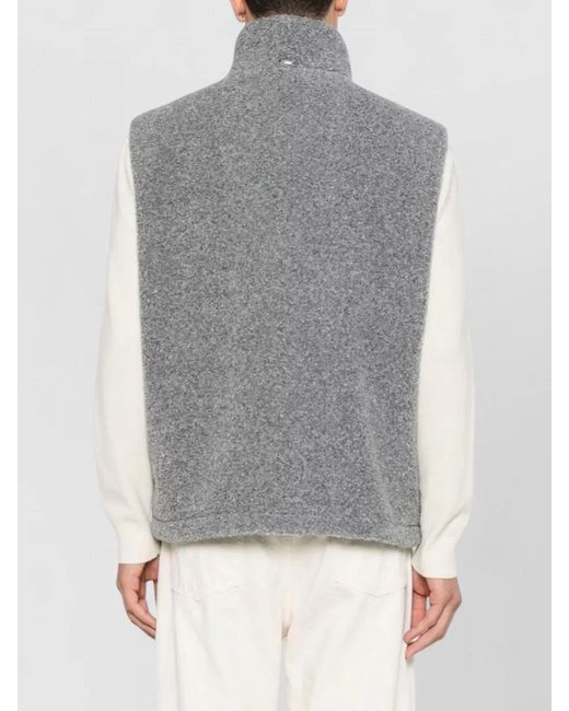 Herno Gray Flannel Sleeveless Zip Vest for men