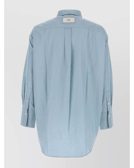 AMI Blue Cotton Poplin Shirt for men