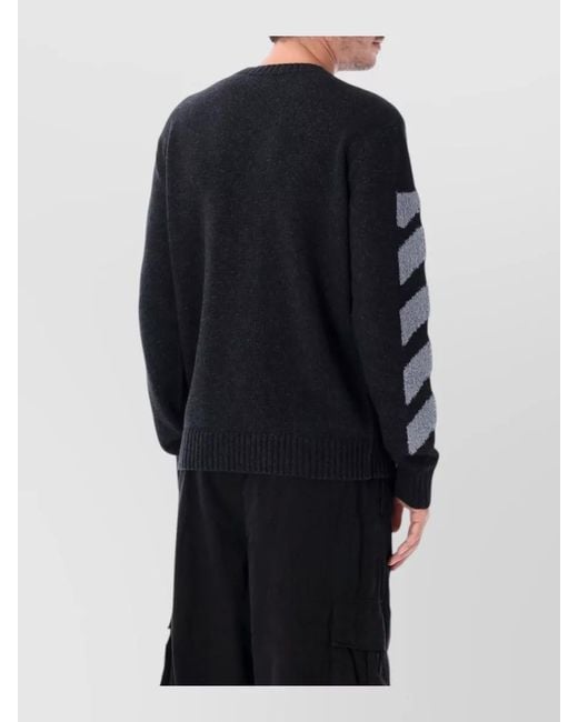 Off-White c/o Virgil Abloh Blue Diagonal Fuzzy Knit Crewneck Sweater for men