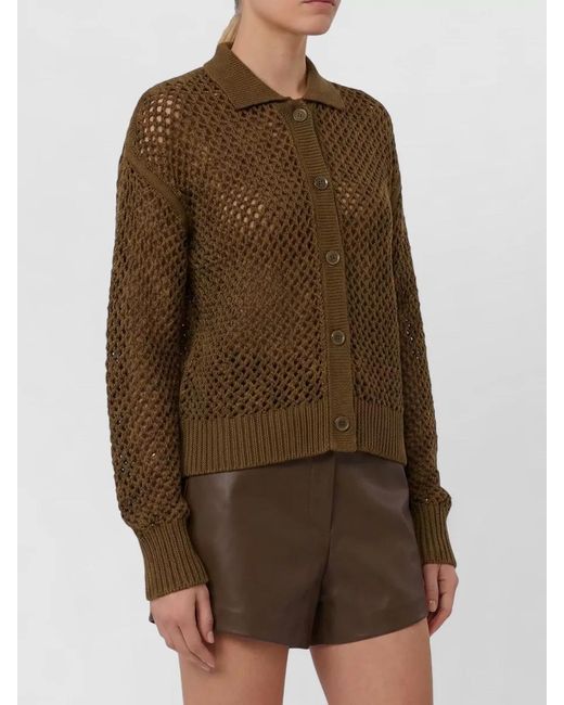 Max Mara Brown Cotton Open Knit Cardigan