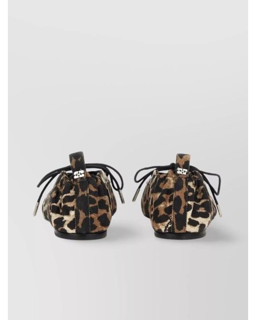 Ganni Black Denim Printed Ballerina Shoes