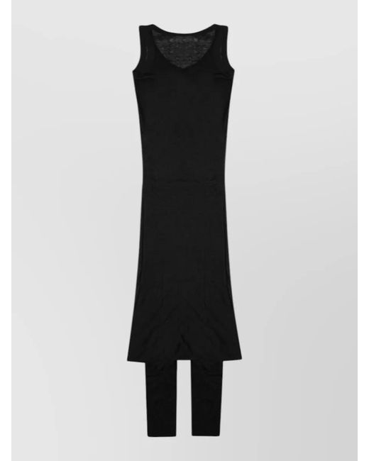 P.A.R.O.S.H. Black Lounge Dress Knee Length Scoop Neckline