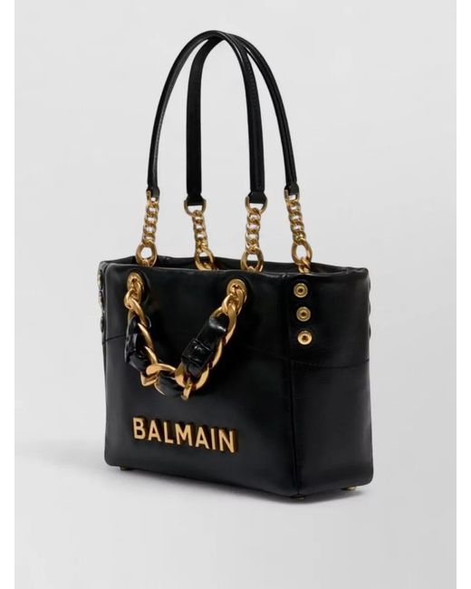 Balmain Black 1945 Small Shoulder Bag Leather Chain