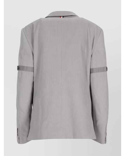 Thom Browne Gray Corduroy Single-Breasted Jacket for men