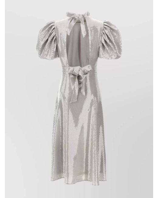 ROTATE BIRGER CHRISTENSEN White Sequin Midi Dress Featuring Bow Detail