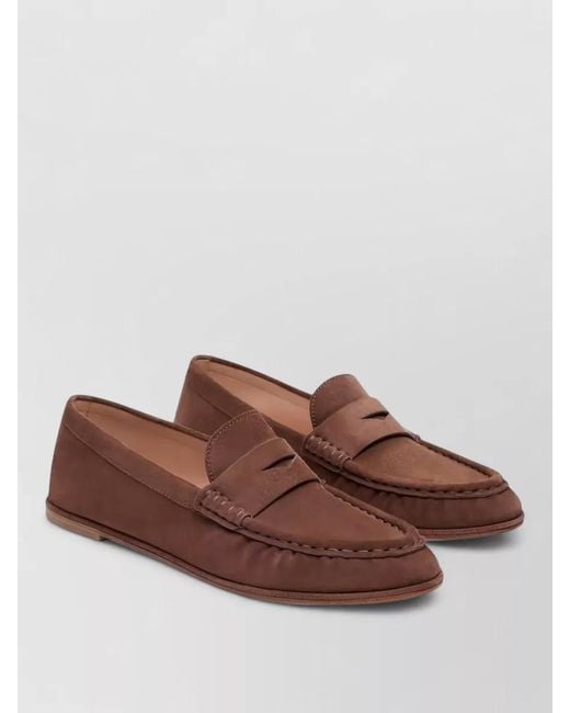 Stuart Weitzman Brown Silk Loafers