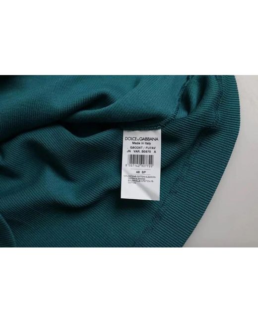 Dolce & Gabbana Green Ribbed Cotton Crew Neck Short Sleeve T-Shirt for men