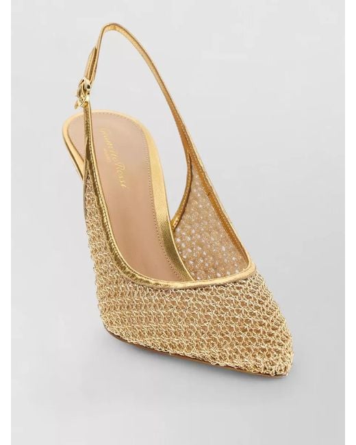 Gianvito Rossi Natural Fabric Slingback Pumps