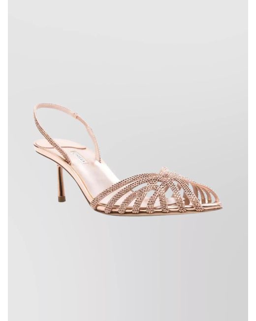 Le Silla Pink Crystal-Embellished Metallic Sandals