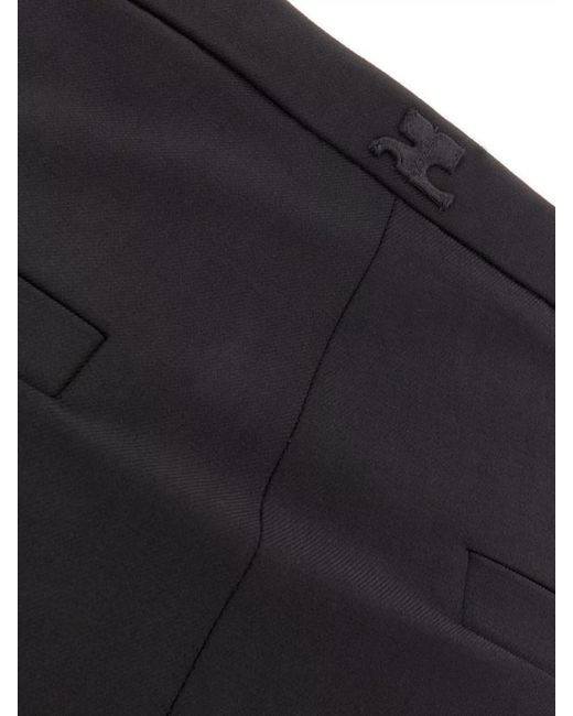 Courreges Black Virgin Wool Flared Trousers