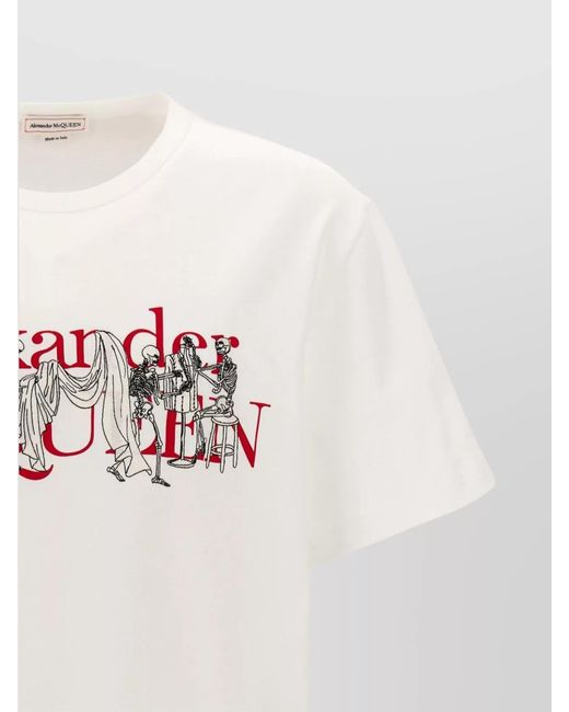McQueen Pink Ribbed Cotton T-Shirt for men