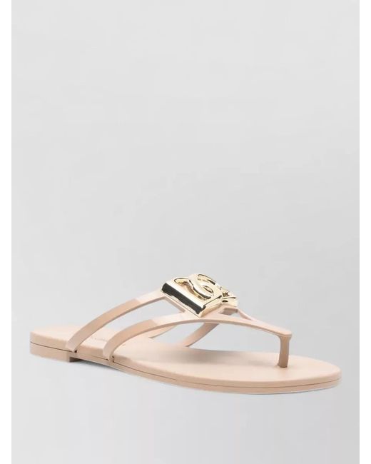 Dolce & Gabbana Natural Rubber Logo-Embellished Thong Sandals