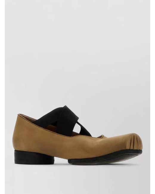 Uma Wang Brown Leather Ballerina Loafers Round Toe Design