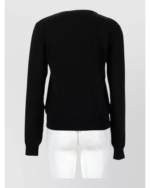 Moschino Black Crew Neck Long Sleeve Graphic Print Top