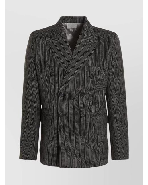 VTMNTS Black Virgin Wool Double-Breasted Blazer for men