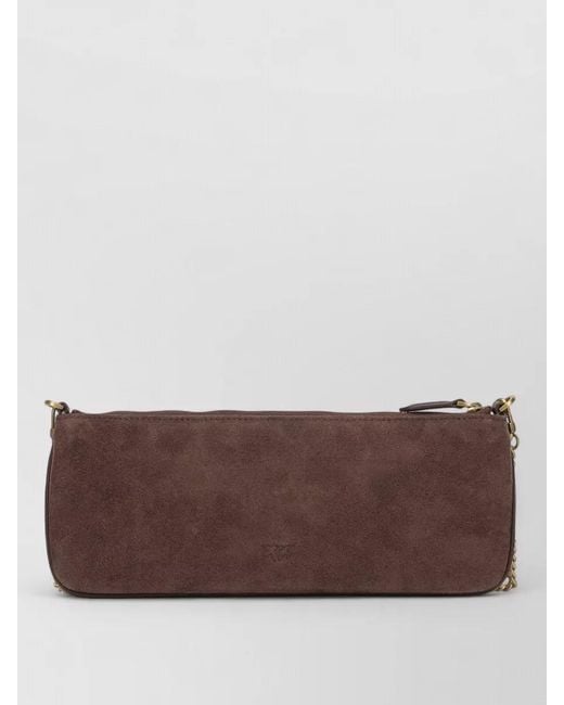 Pinko Brown Chain Strap Lightweight Rectangular Clutch Bag