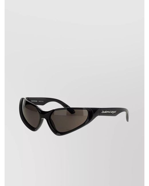 Balenciaga Black Nylon Rectangular Sunglasses