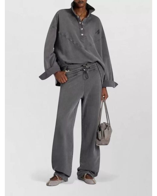 The Attico Gray Polo Collar College Sweatshirt Relaxed Fit