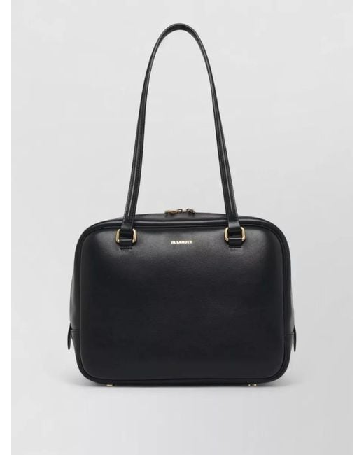 Jil Sander Black Medium Vision Leather Shoulder Bag
