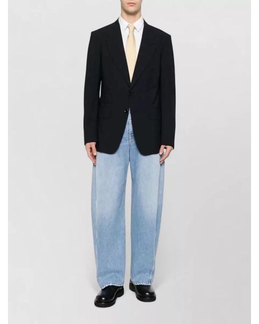 Givenchy Blue Couture Seam Trousers Contrast Stitching Design for men