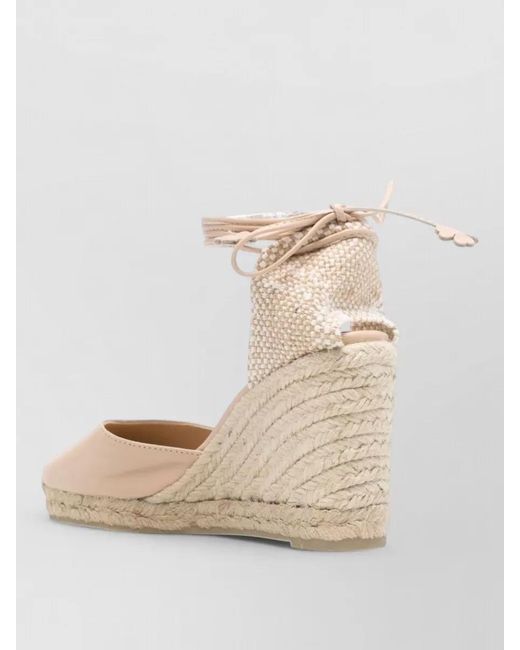 Castaner Natural Sheepskin Ankle Tie Espadrille Wedges