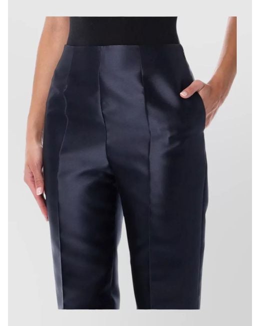 Alberta Ferretti Blue Mikado Tailored Trousers High Waist Pleated