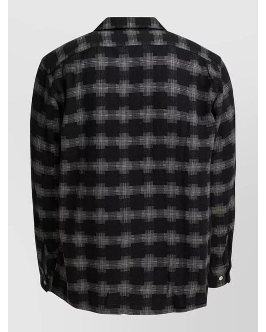 Beams Plus Black Long Sleeve Checked Shirt Chest Pockets for men