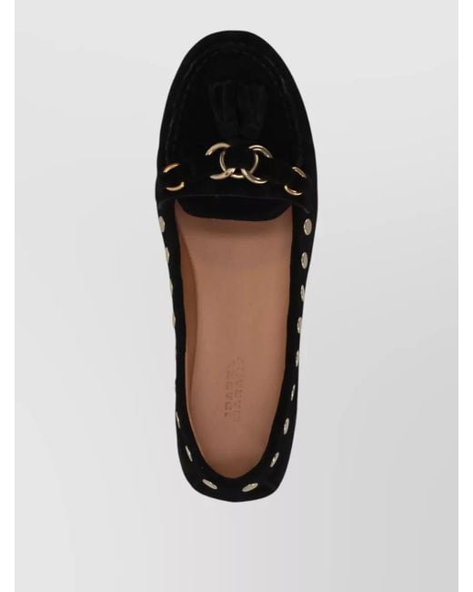 Isabel Marant Black Loafers Chain Detail Slip On Tassel